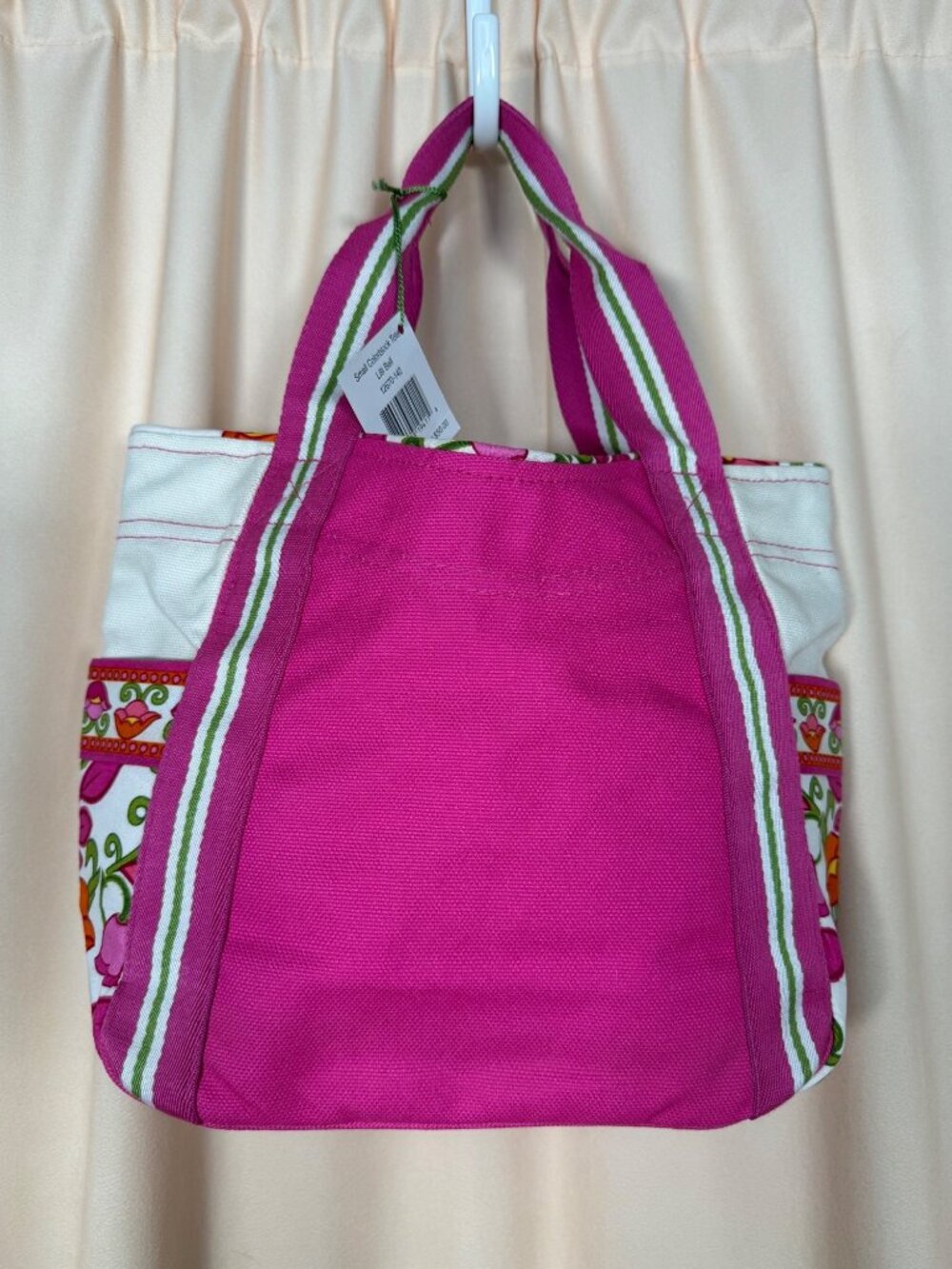 Vera Bradley Retired Small Colorblock Tote Canvas Bag Lilli Bell Pink Floral